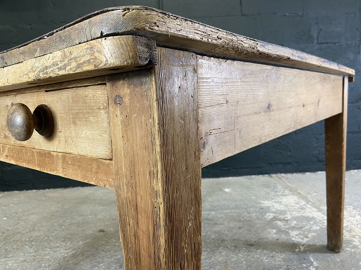 Furniture Antique Pine Farmhouse Table With Formica Top photo