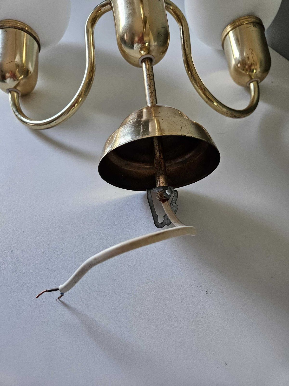 photo for sale Vintage Brass Chandelier, Sputnik Pendant Lamp, Glass Globes Pendant Light, Mid Century Modern, Ceiling Light, Hollywood Regency Style 70's