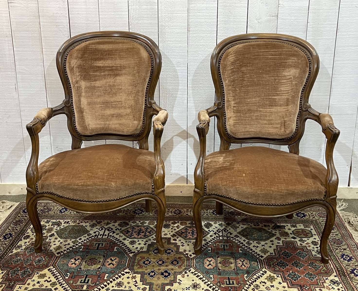 Pair Of Louis XV Style Armchairs In 20th Century Beech photo 480.0