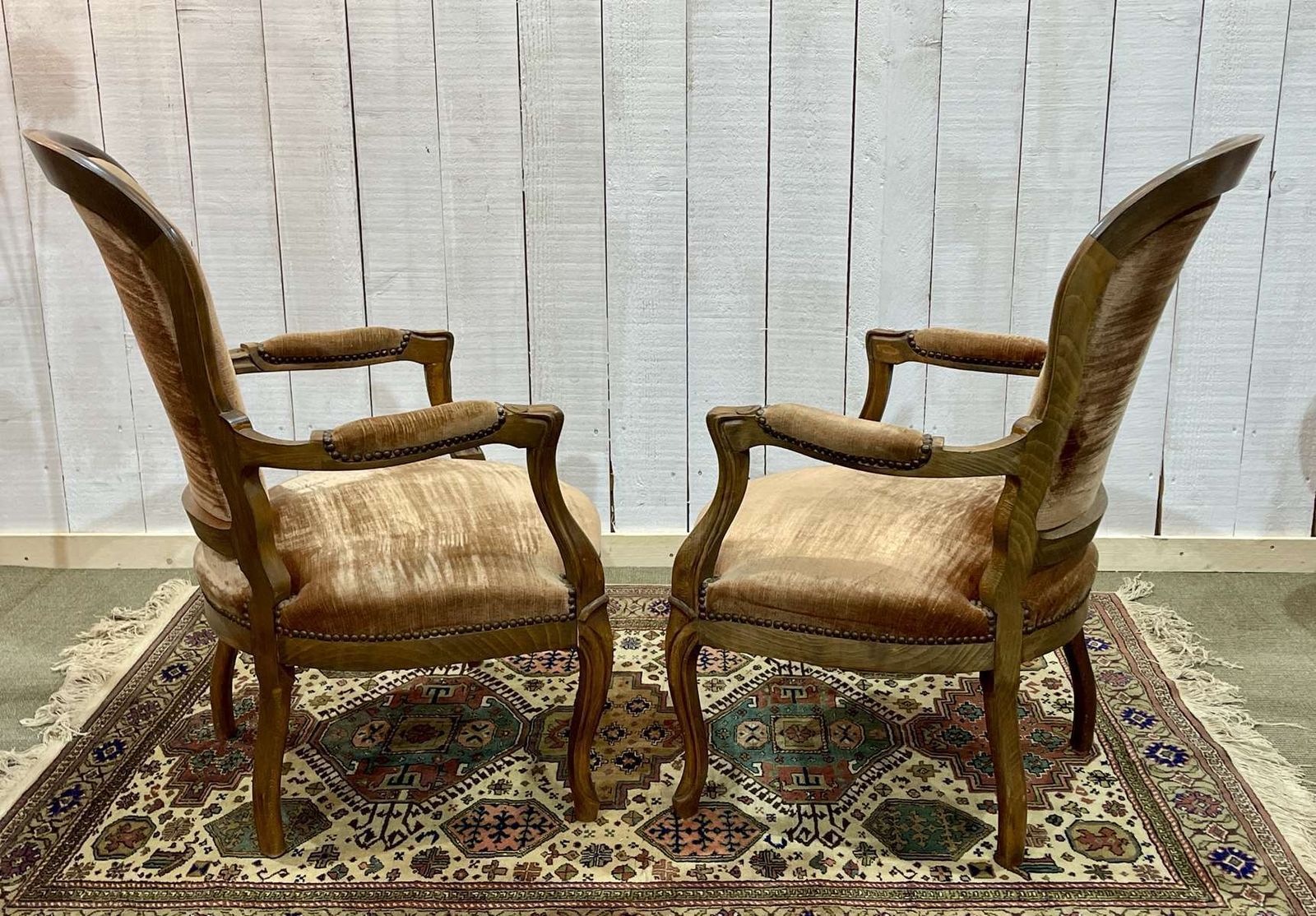 photo furniture Pair Of Louis XV Style Armchairs In 20th Century Beech