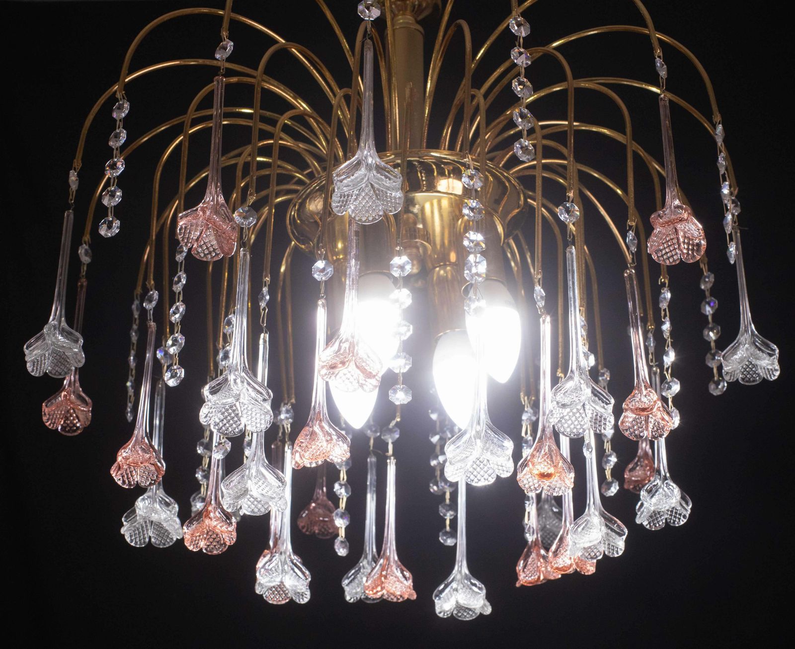 photo for sale Brigitte Bardot, Pink And Trasparent Murano Flowers Chandelier, 1970s