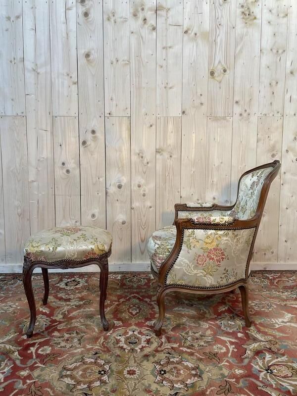 Bergère Style Louis XV Et Repose Pied photo Furniture