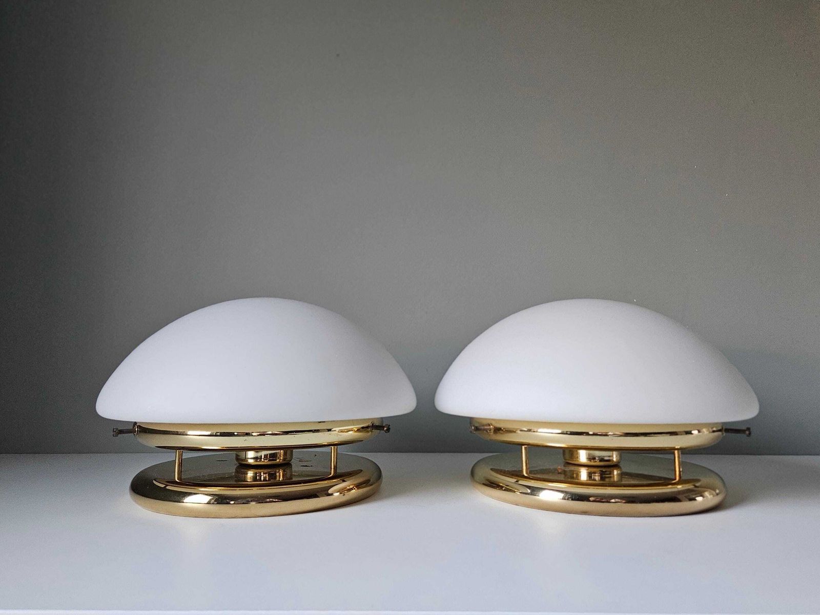 A Set Of 2/ Mid Century Modern Wall Or Ceiling Lamps / Mushroom Lamps / Flush Mount Lights / Yugoslavia 80's Lamps / Ceiling Lamps Set Of 2