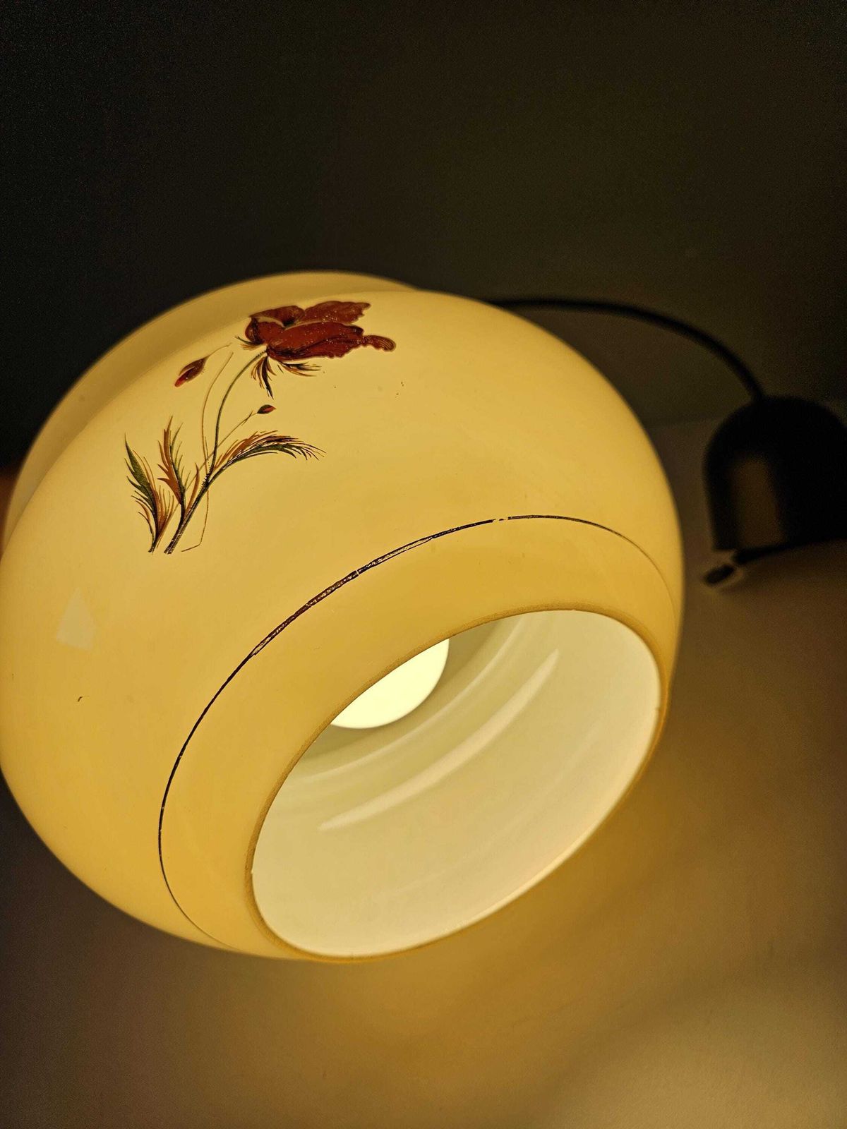 photo for sale Vintage Pendant Light, Light Yellow Glass Ceiling Light, Hanging Lamp, Yugoslavia 70's, Mid Century Modern, Poppy Flower