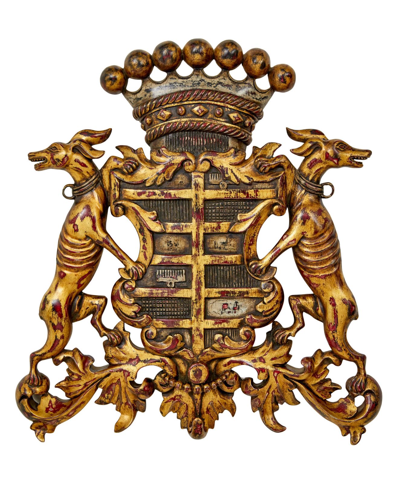 Decorative Greyhound Hand Carved Heraldic Coat Of Arms