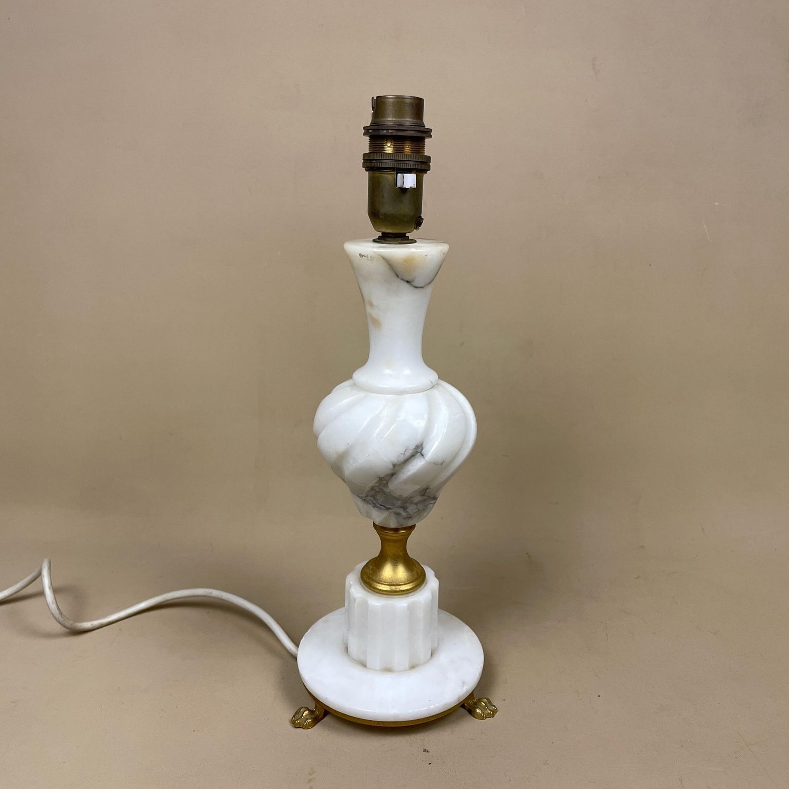 Antique Marble Lamp Light Bedside Side Table Desk Marbled Patterned Detail Vintage Pattern Stone Retro White Gold Brass Metal Ornate Pattern photo furniture