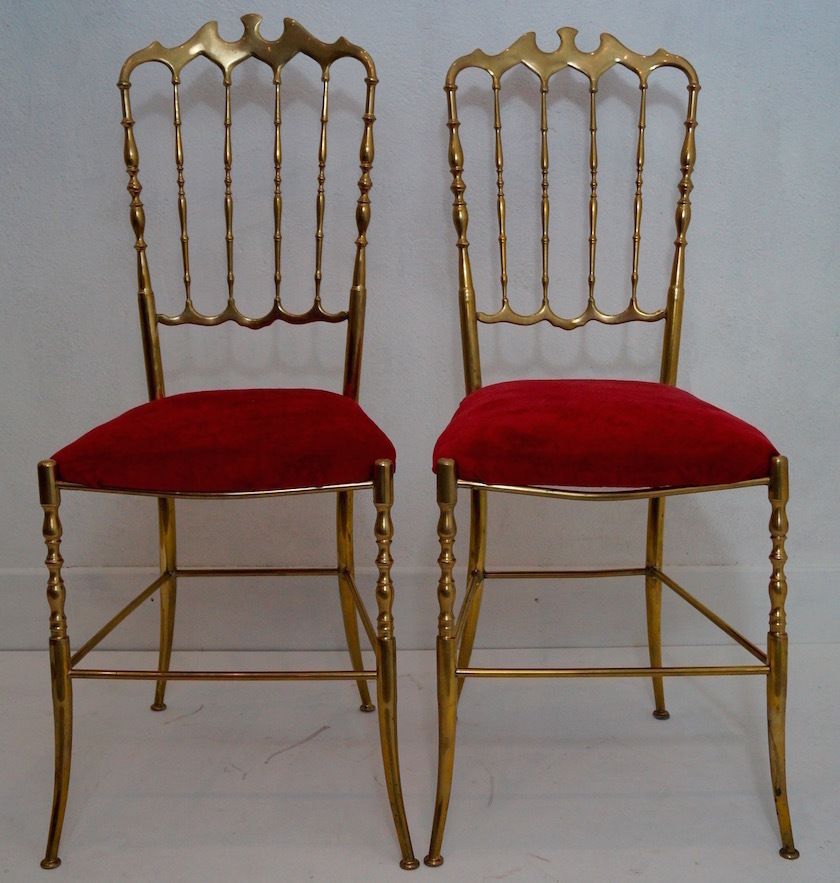 A Pair Of Mid 20th Century Italian Chiavari Brass Chairs   Free Delivery To England And Wales photo furniture