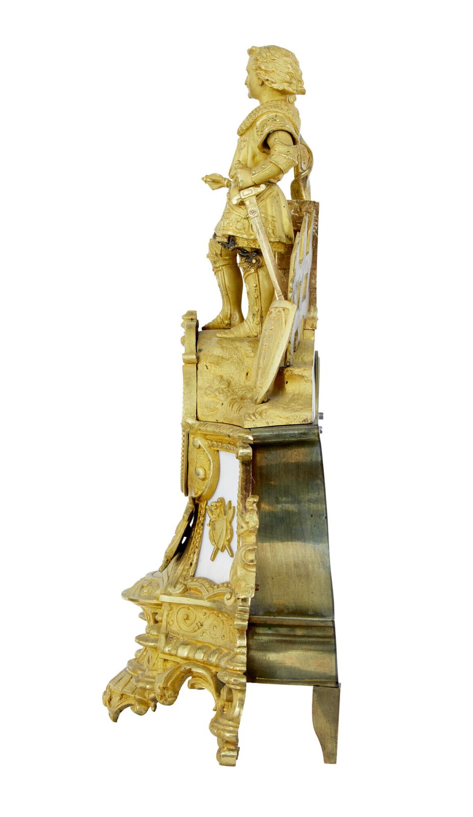 19th Century French Ormolu And Marble Figural Mantel Clock photo vintage