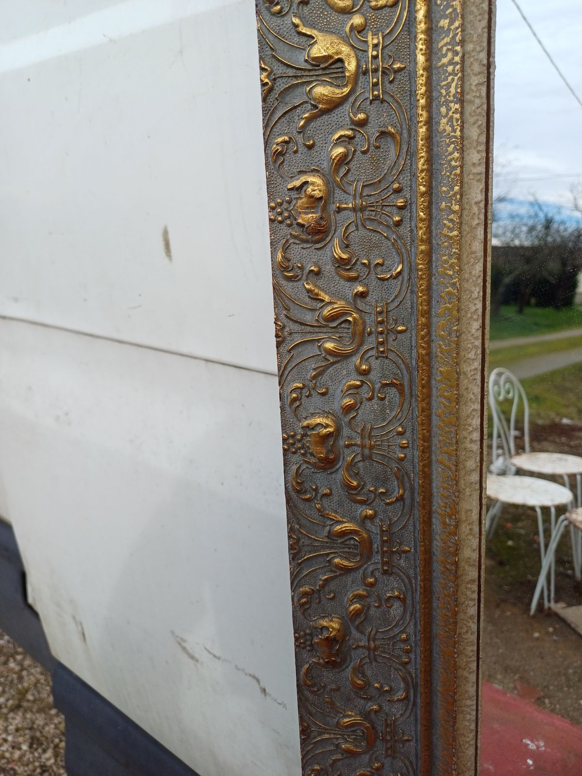 Wood And Gilded Stuk Mirror, Early 20th Century photo vintage