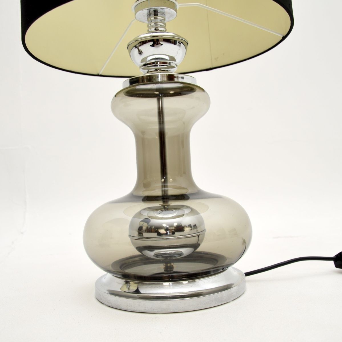 Pair Of Vintage French Glass And Chrome Table Lamps photo Lighting