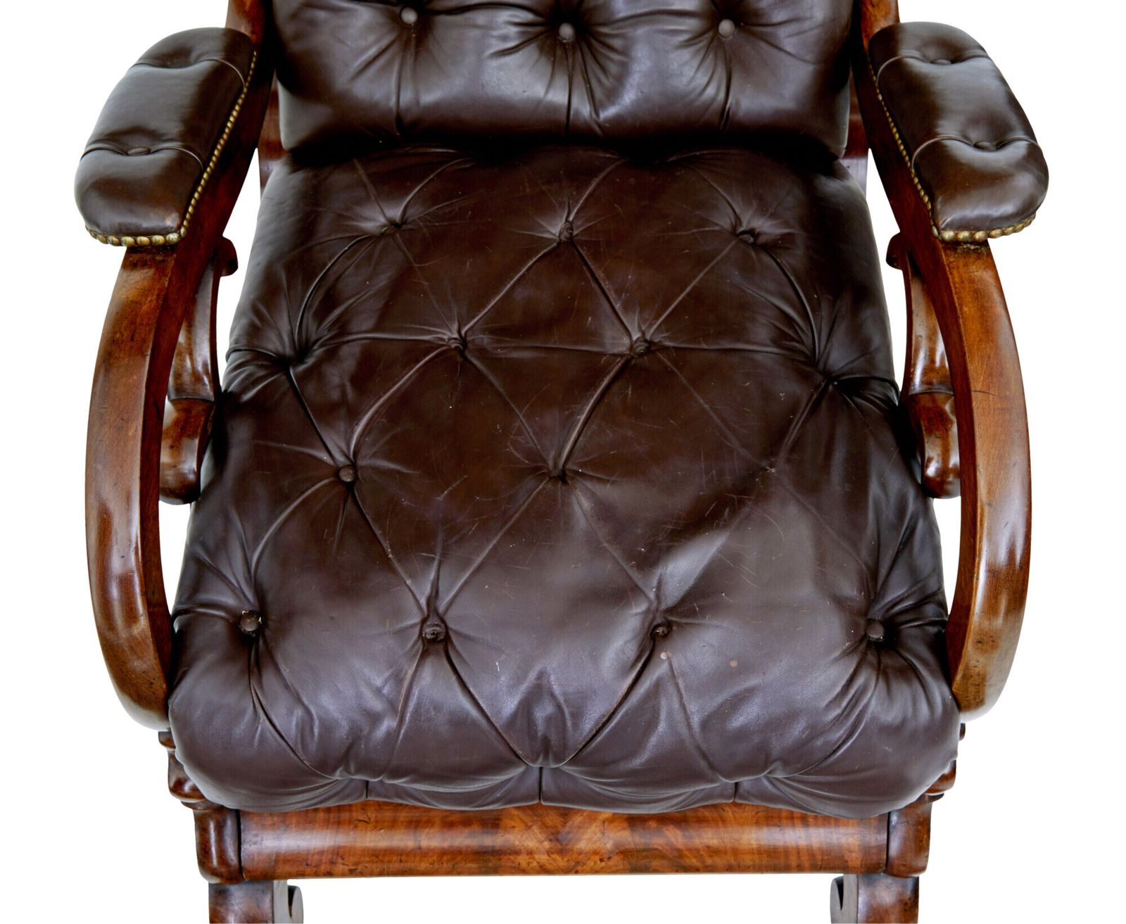 Mid 19th Century French Empire Mahogany And Leather Reclining Chair photo for sale