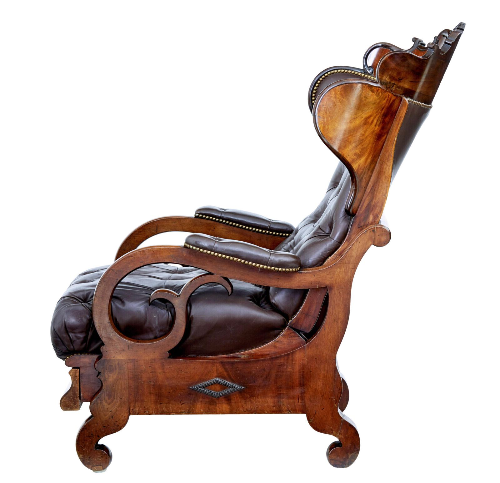 Mid 19th Century French Empire Mahogany And Leather Reclining Chair photo vinterior