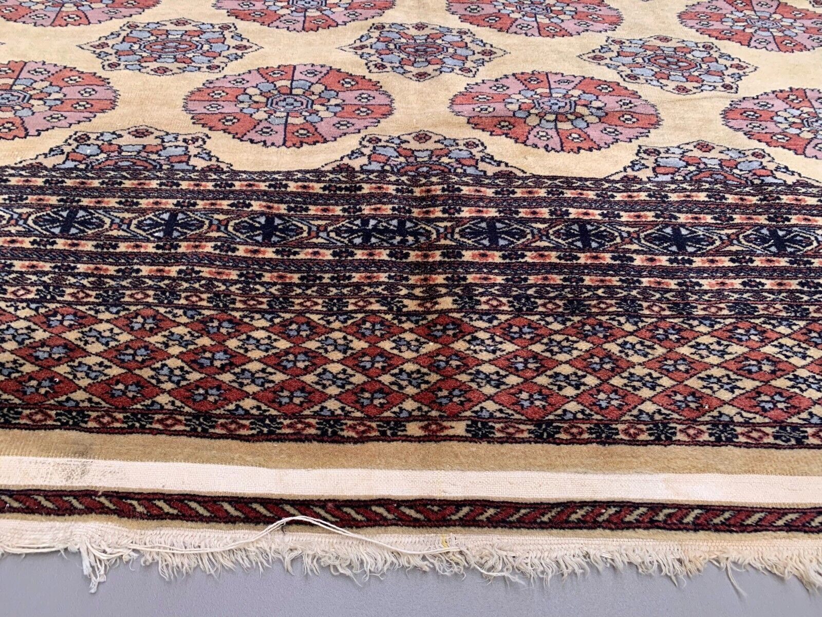 Fine Vintage Pakistani Rug, 290x190 Cm Turkoman Bokhara Large, Shabby photo Textiles