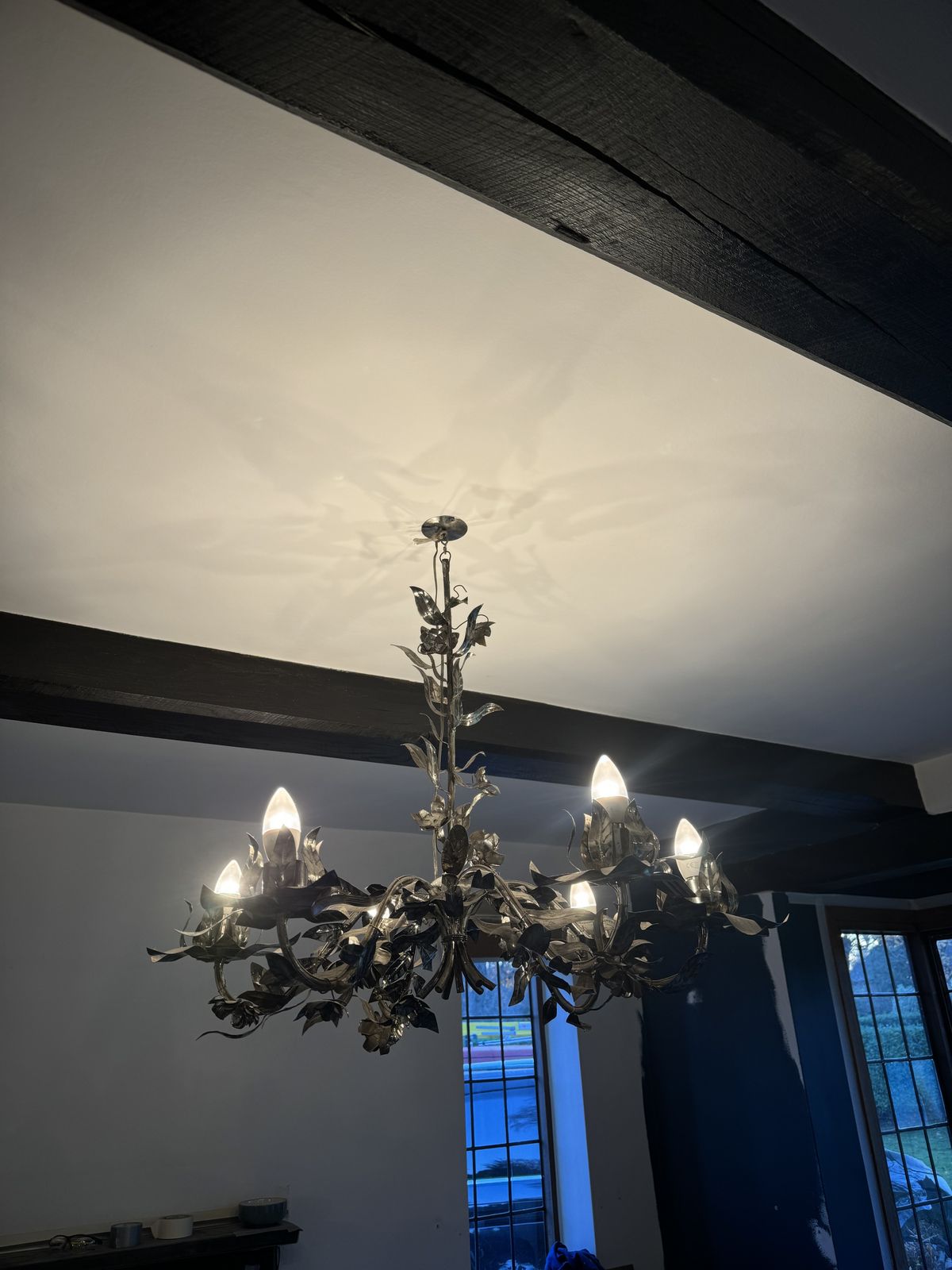 Metal Floral 6 Light Chandelier And 3 Matching Wall Sconces photo furniture