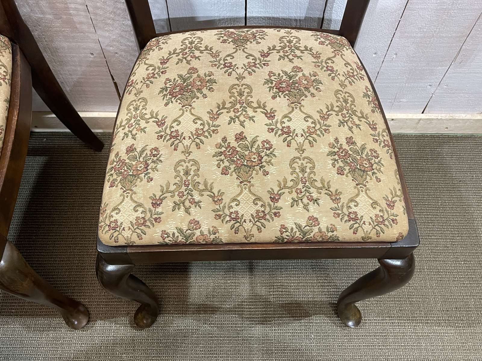 Set Of 6 English Walnut Chairs From The 1950s photo for sale