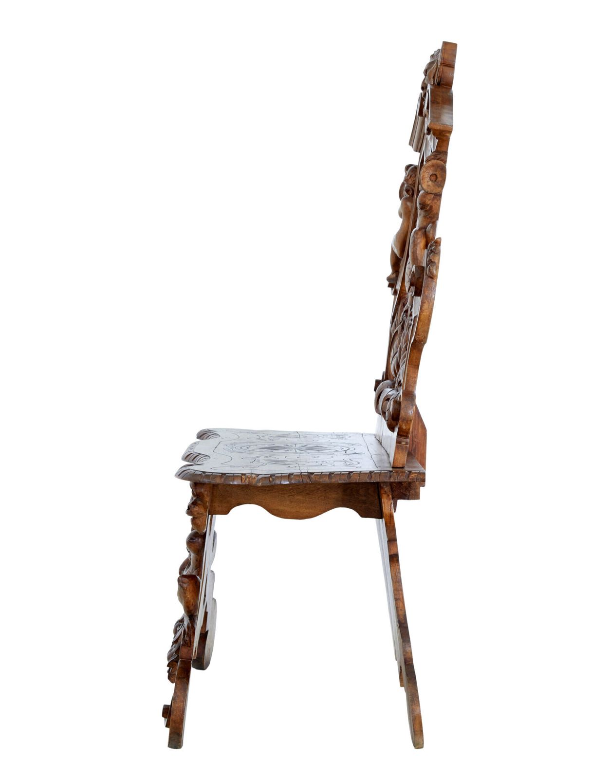 Furniture 19th Century Carved Flemish Walnut Decorative Chair photo