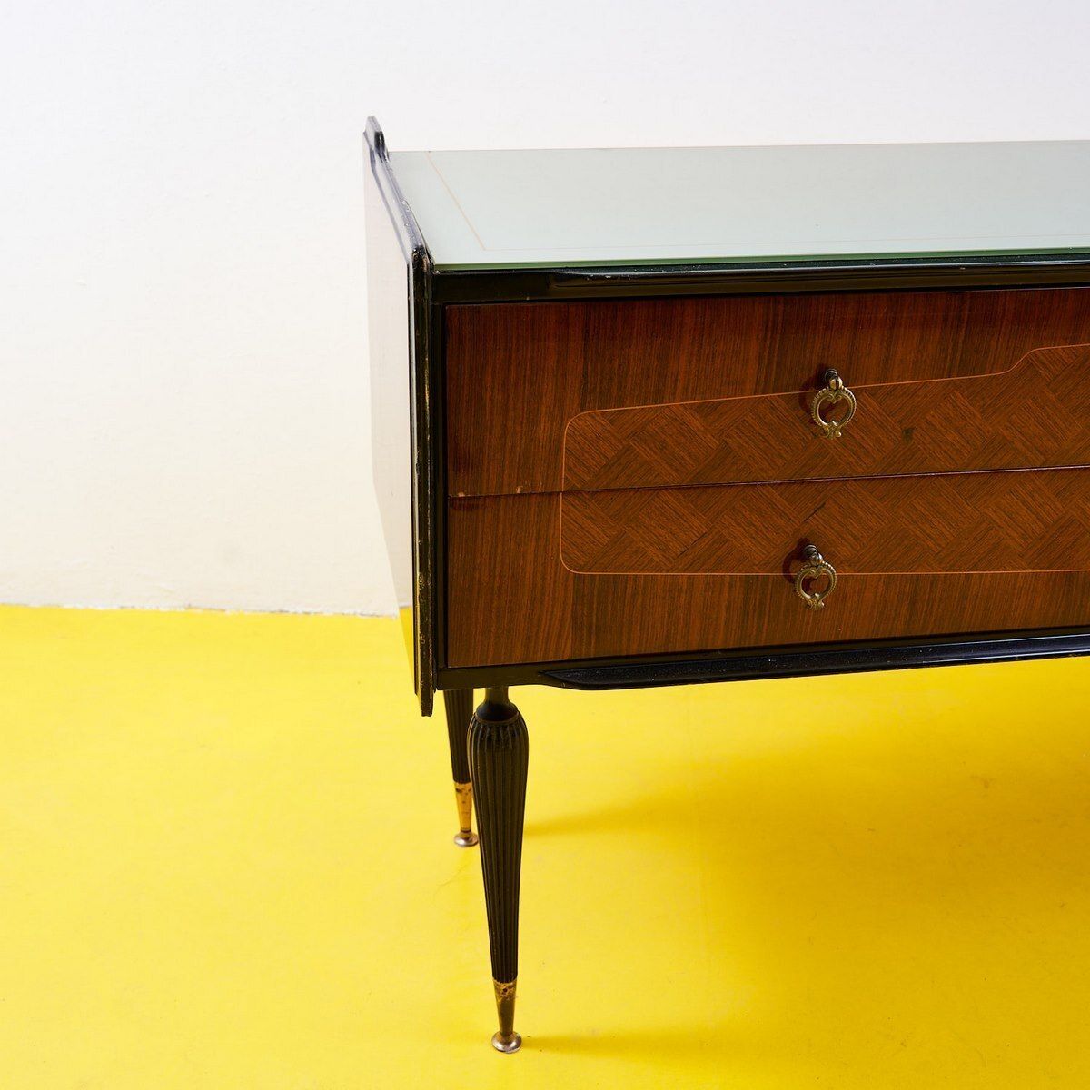 50's Wooden Sideboard With Glass Top photo furniture