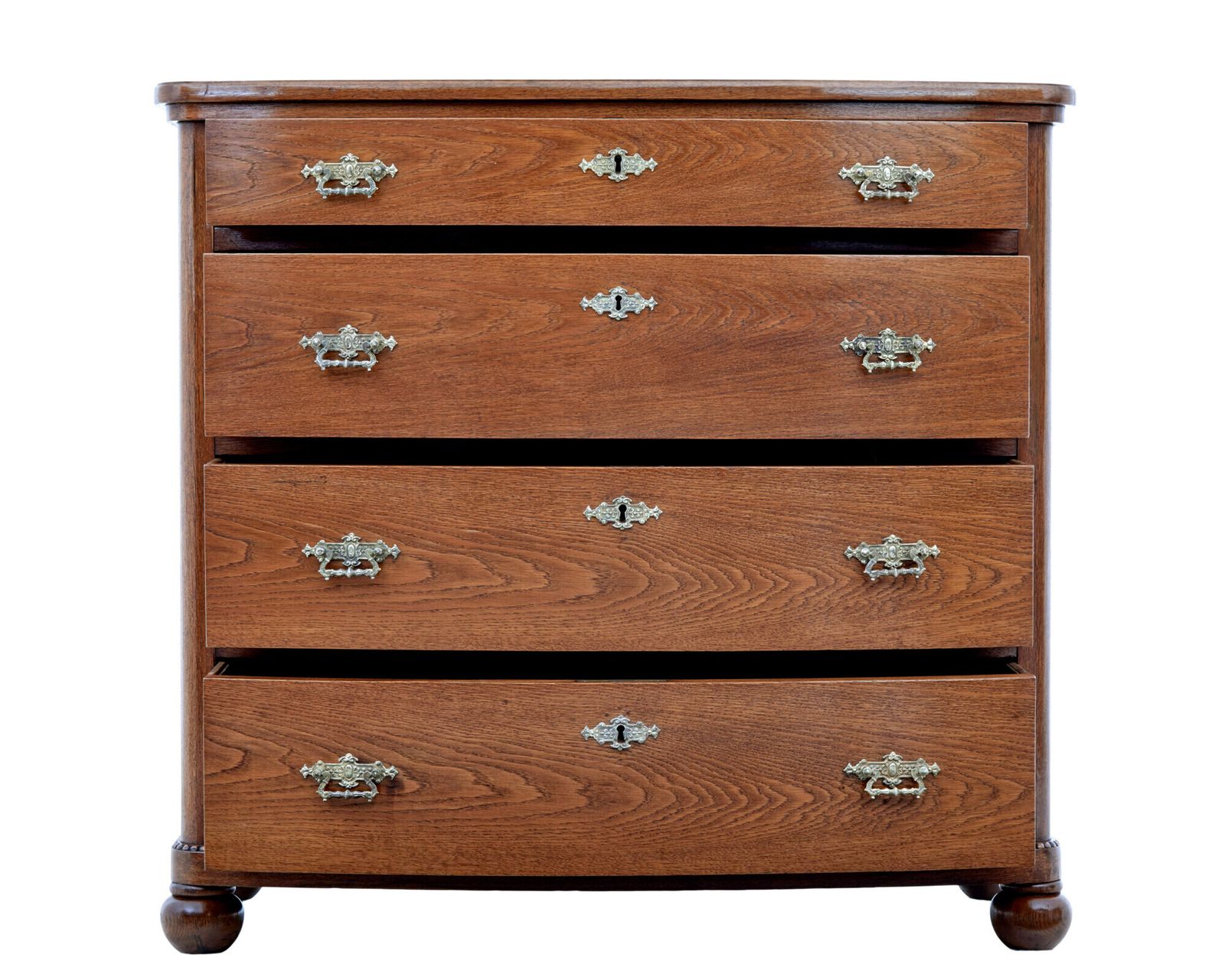 photo furniture 19th Century Bow Front Oak Chest Of Drawers