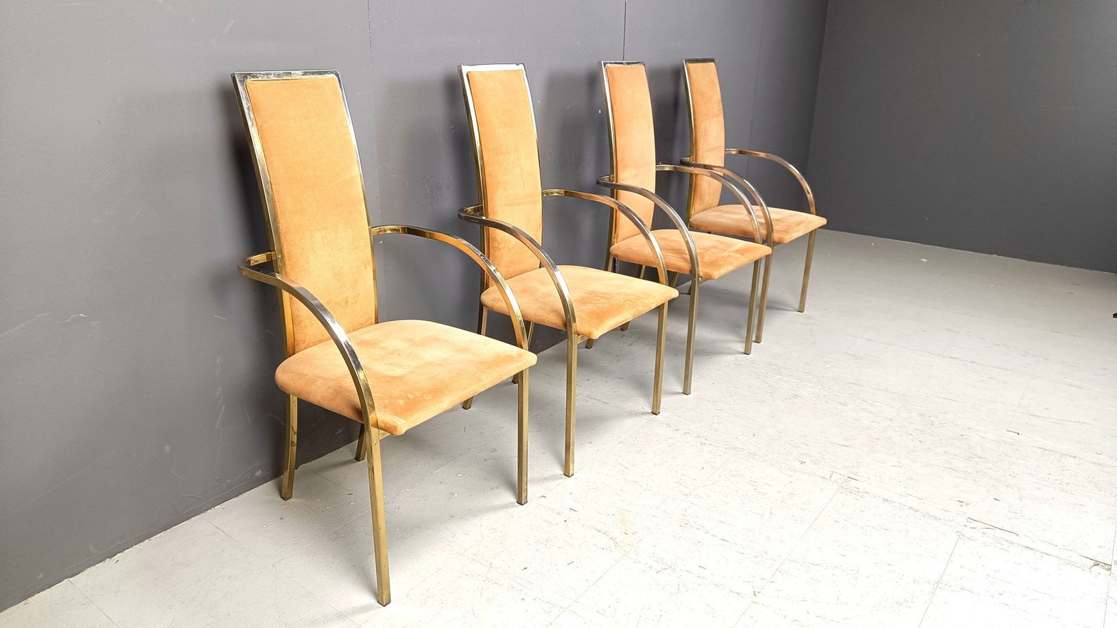 Brass Dining Chairs By Belgochrom, 1970s   Set Of 4 photo buy