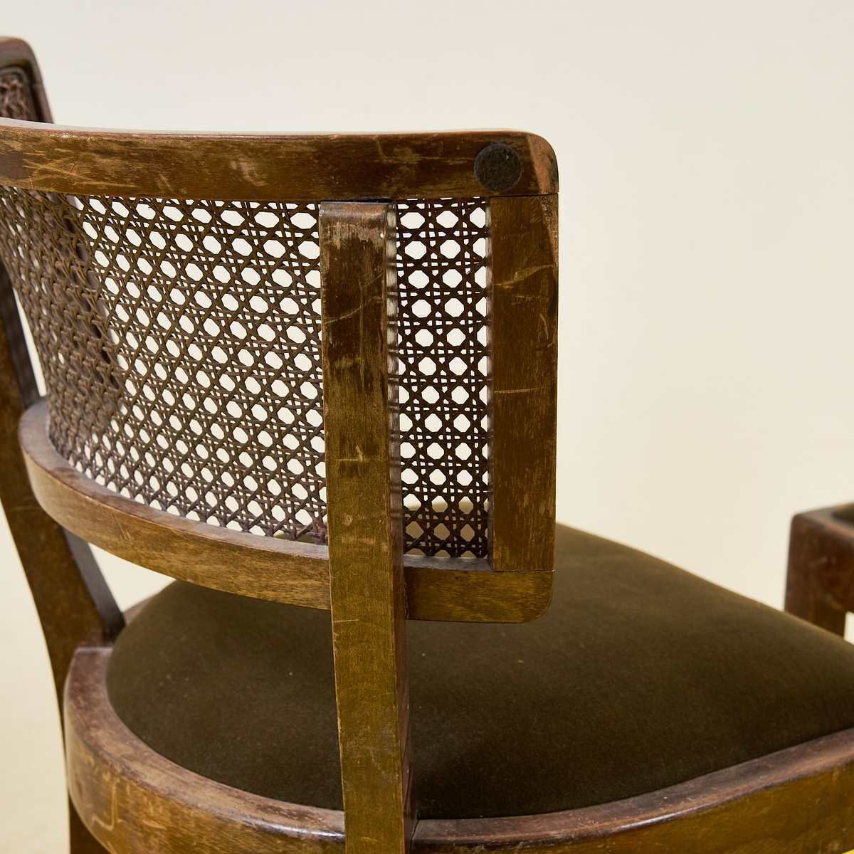 Pair Of Chairs From The 40s/50s In Wood And Vienna Straw photo vintage
