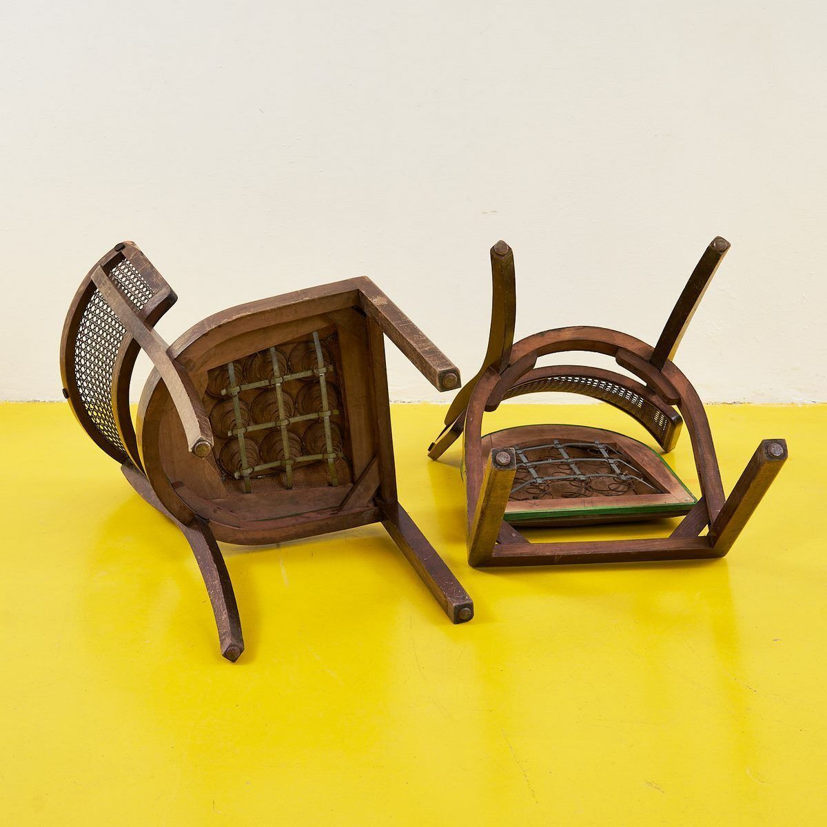 photo for sale Pair Of Chairs From The 40s/50s In Wood And Vienna Straw