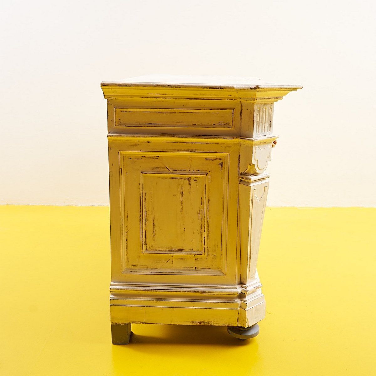 Early 1900s White And Dove Grey Solid Wood Sideboard photo buy