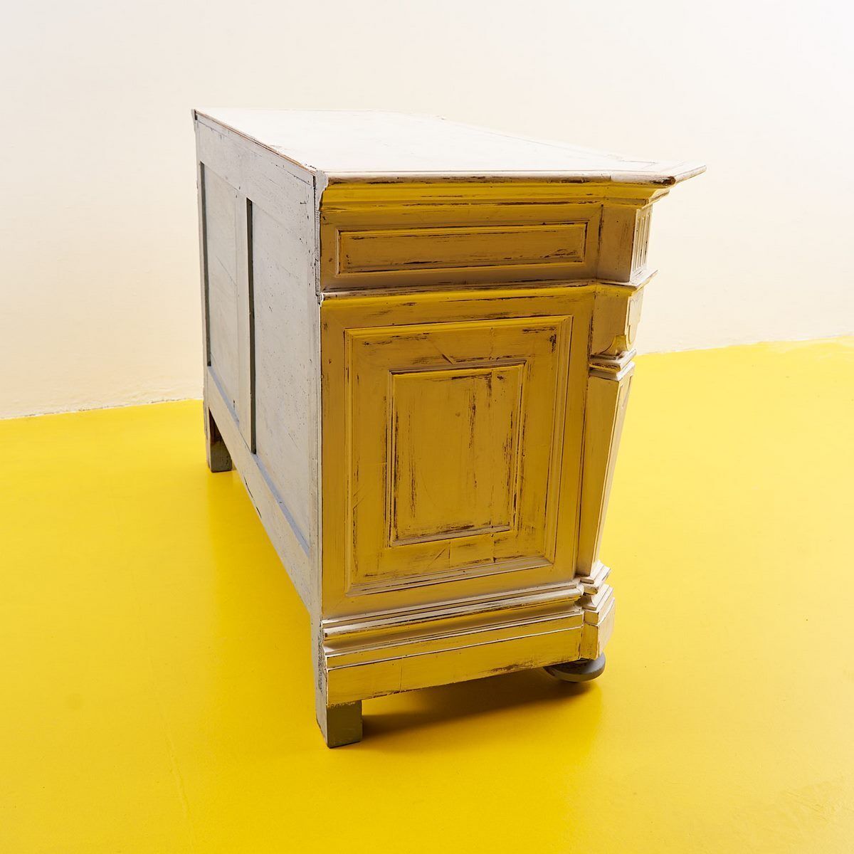 Early 1900s White And Dove Grey Solid Wood Sideboard photo vintage