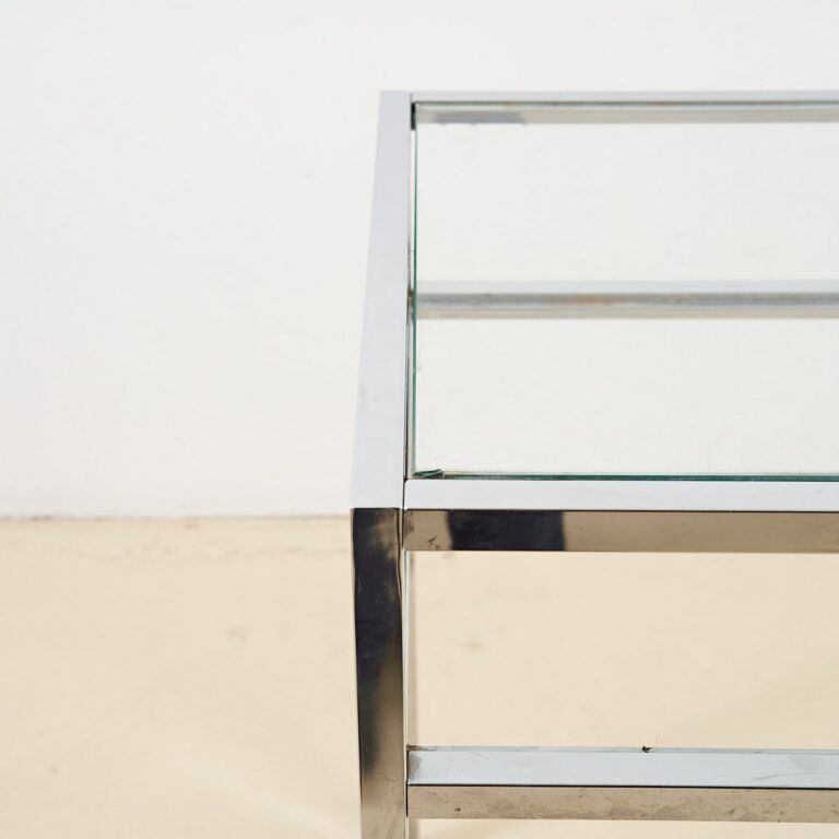 Verchroomd Metalen Tafel Met Glazen Blad photo furniture