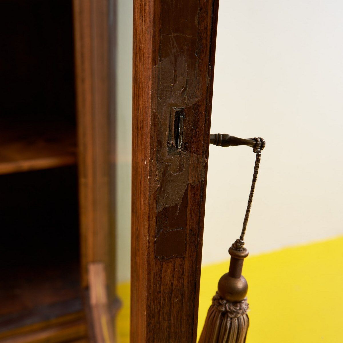 photo for sale 19th Century Bookcase Cabinet With Ground Glass