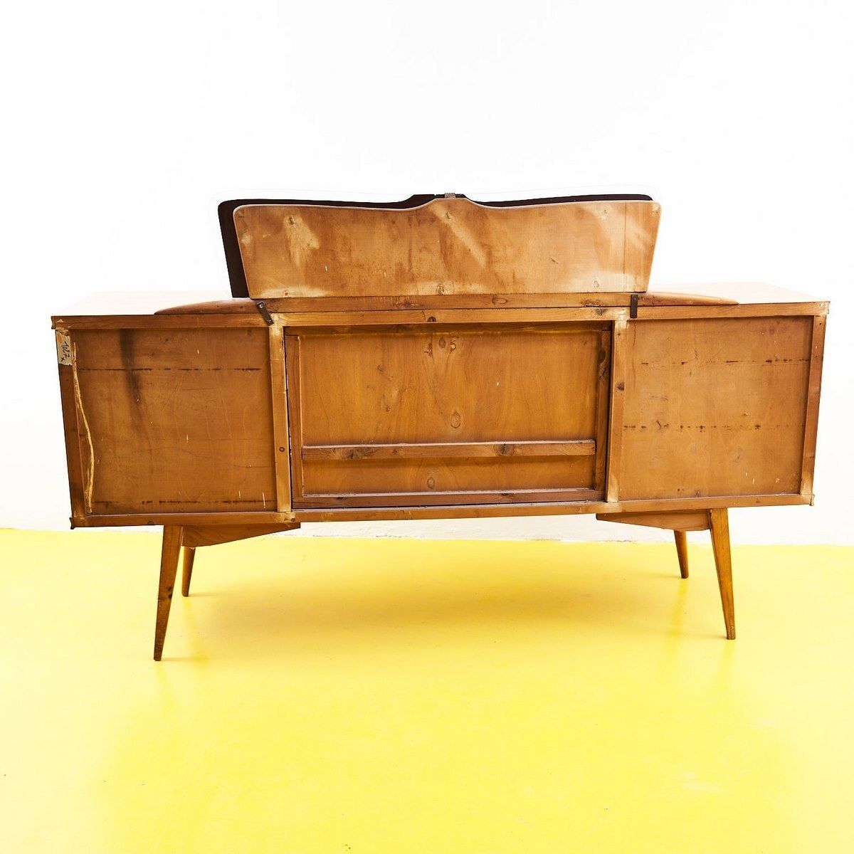 Furniture 50's Light Wood Bar Sideboard With Mirror photo
