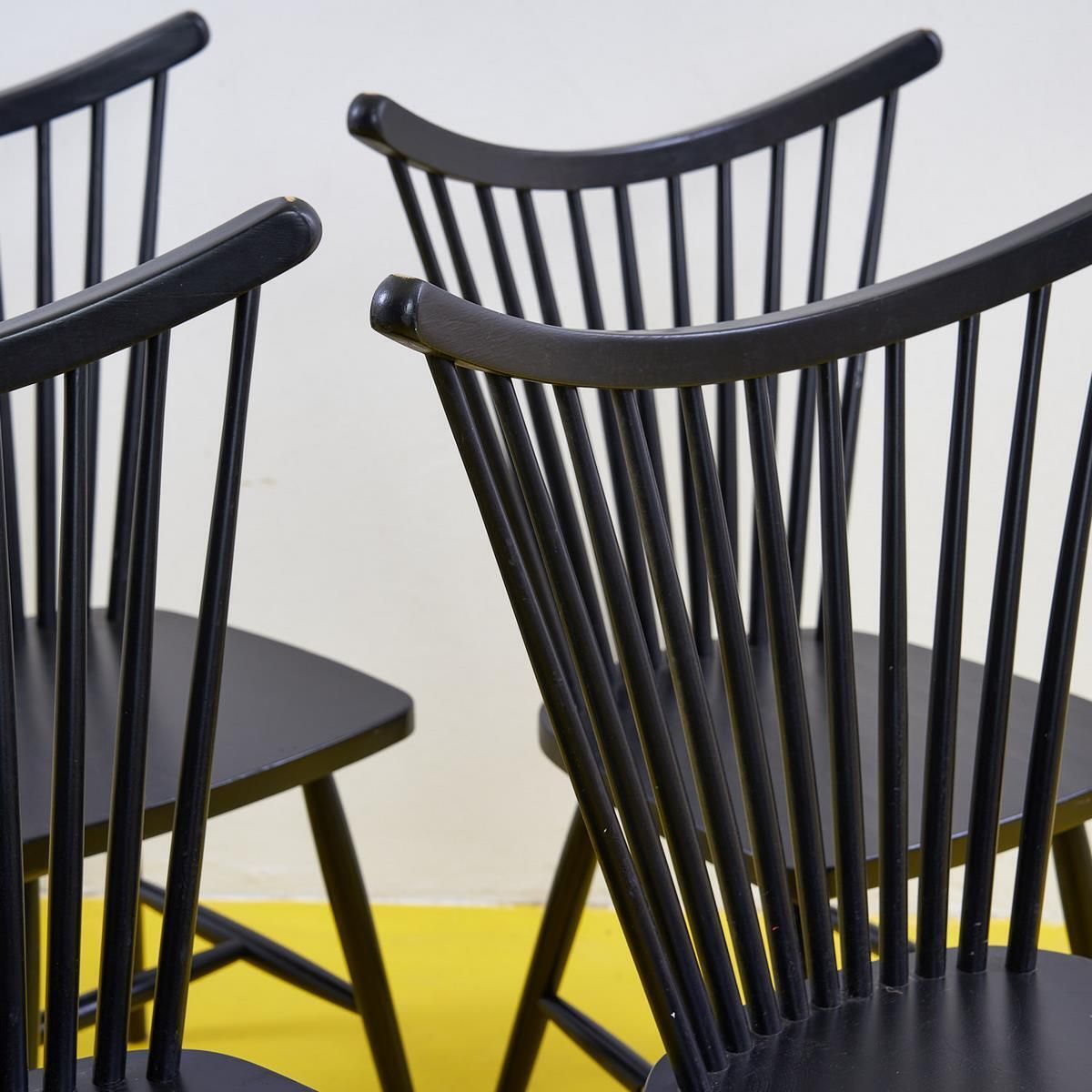 Vintage Black Wooden Chairs, 1990s photo for sale
