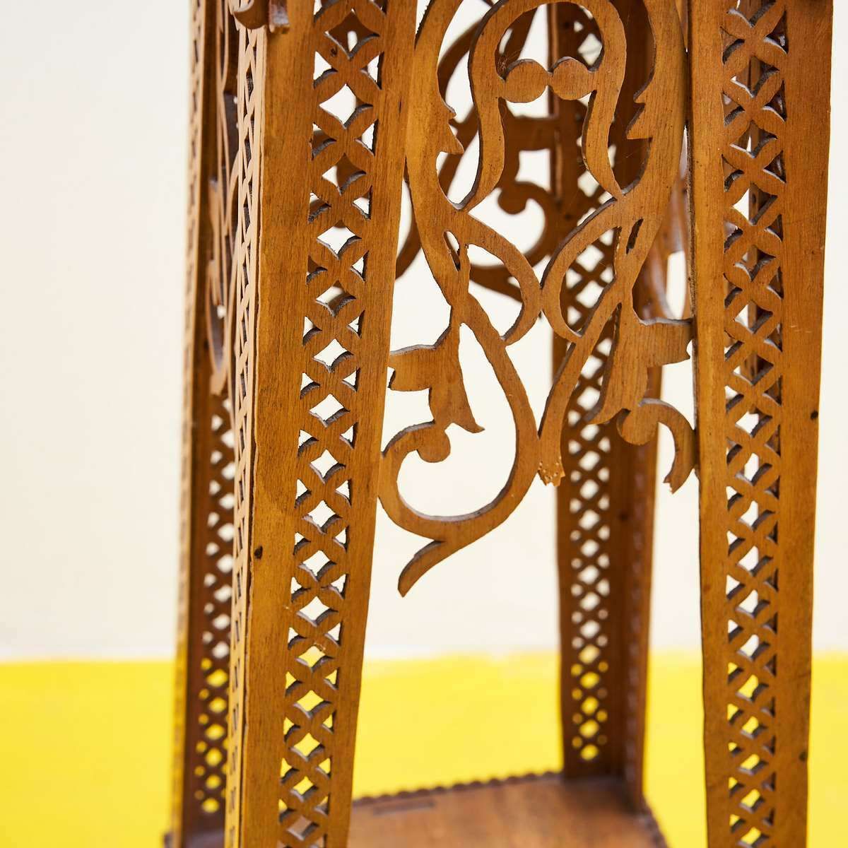 60's Carved Wooden Plant Holder photo for sale