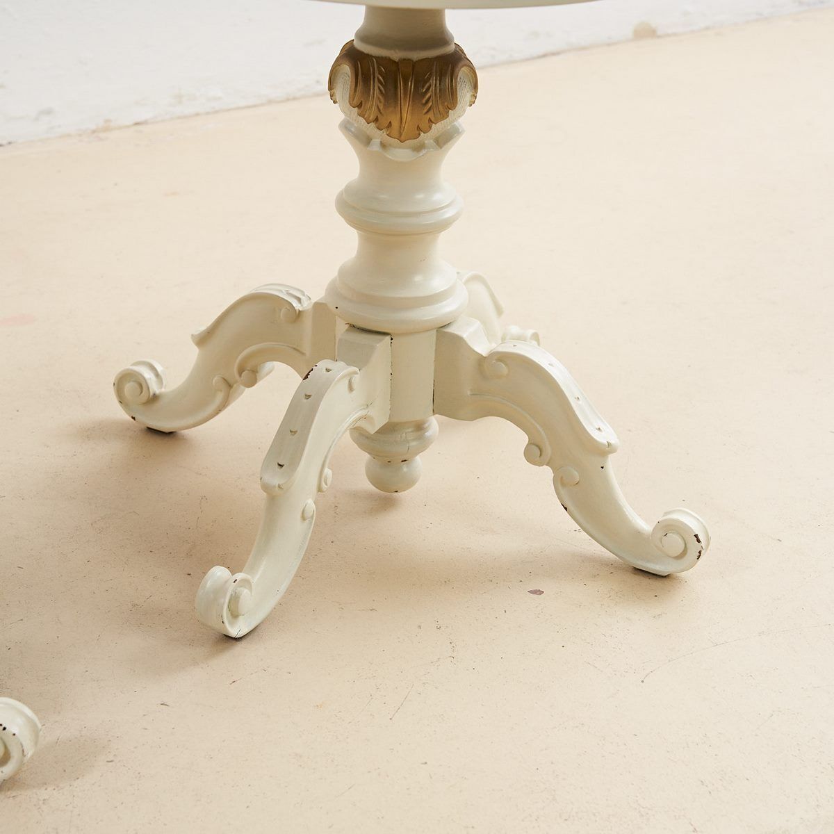 Pair Of White Lacquered Wooden Tables With Gold Details photo Furniture