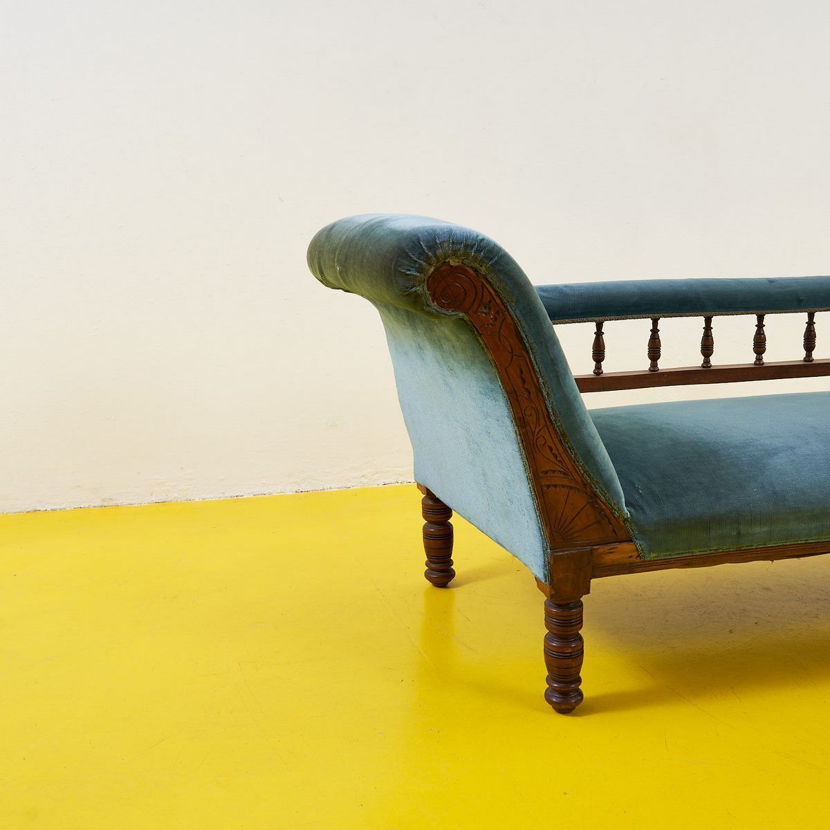 Wooden And Velvet Daybed Sofa, 1800s photo buy