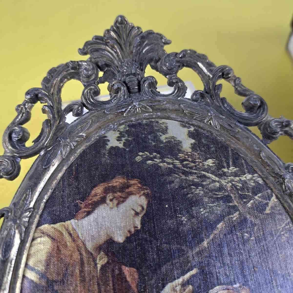 Pair Of Vintage Metal Frames With Prints photo for sale