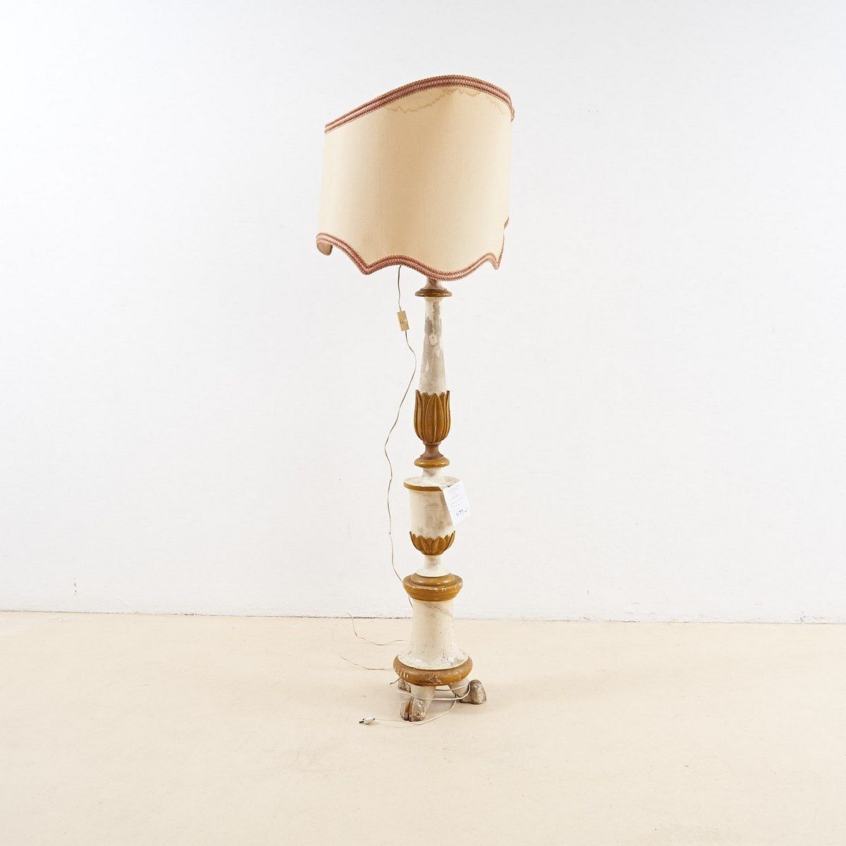 Candle Holder Early 19th Century, Gold Plated, Transformed Into A Floor Lamp