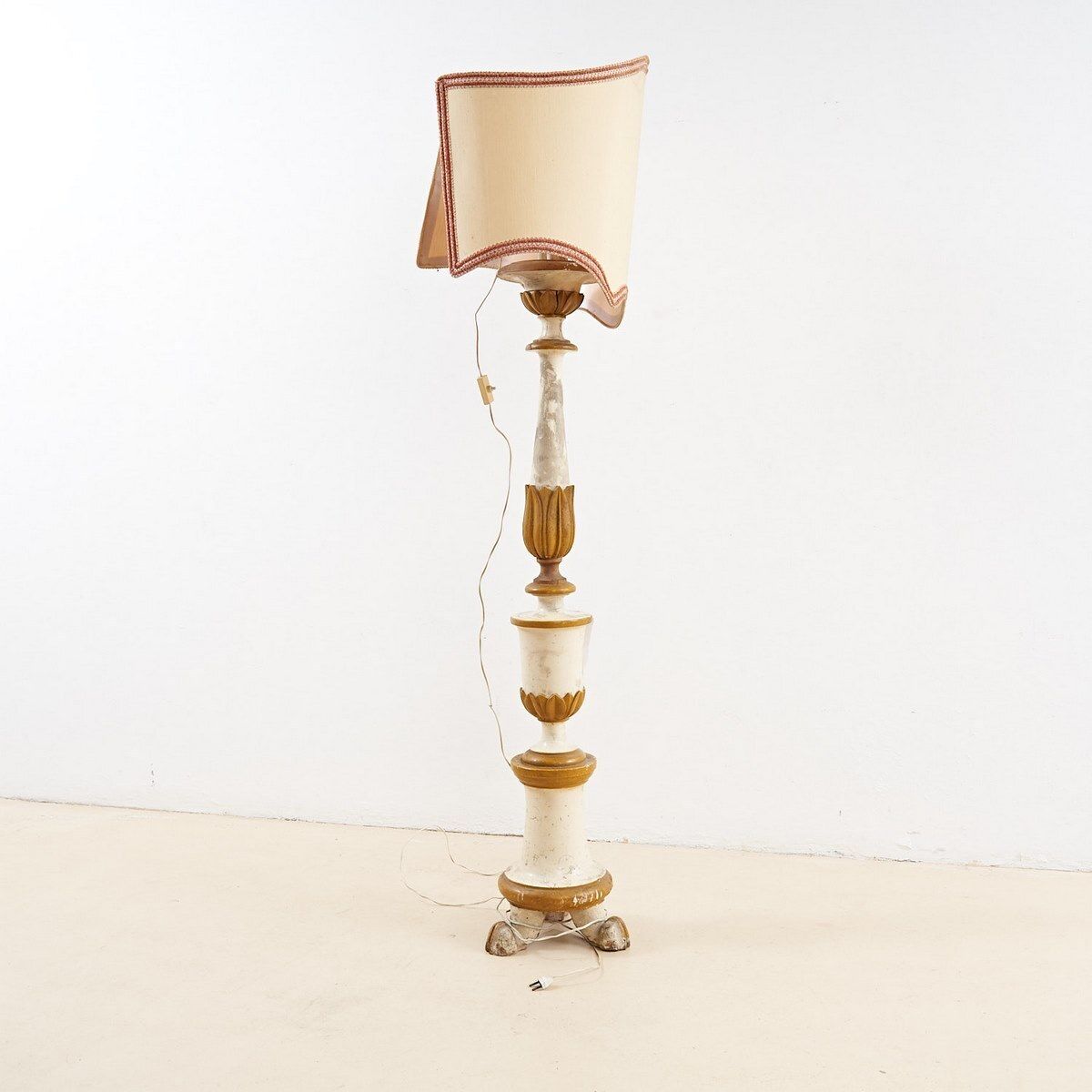 Candle Holder Early 19th Century, Gold Plated, Transformed Into A Floor Lamp photo 957.0