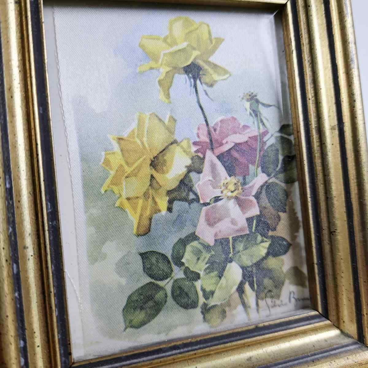 Pair Of Vintage Paintings With Wooden Frame And Fabric Print photo Home Decor