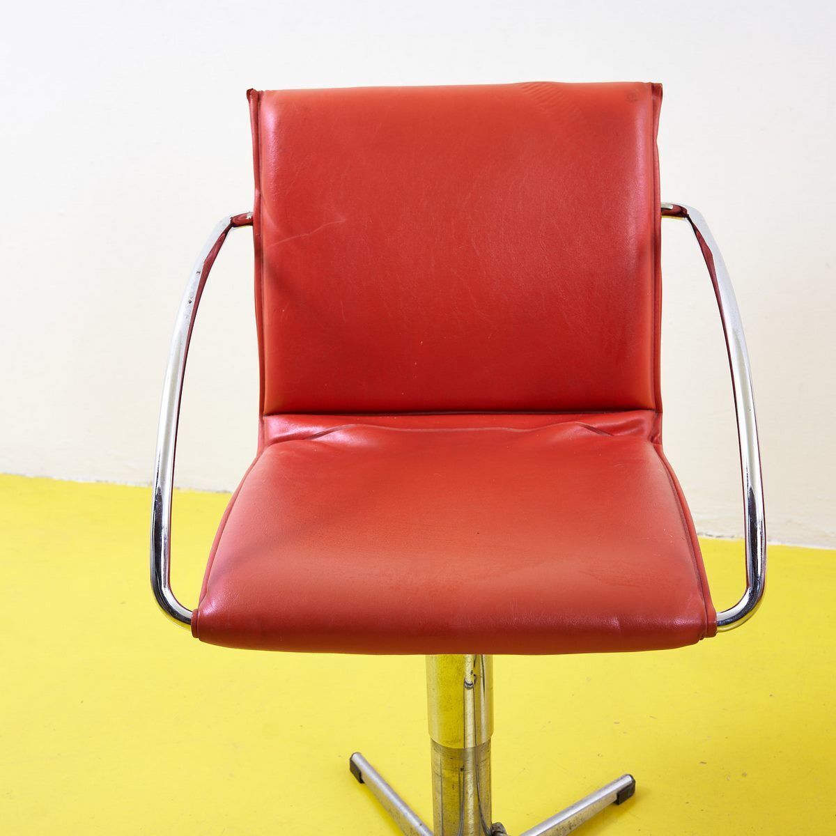 Pair Of Red Faux Leather Office Chairs photo furniture