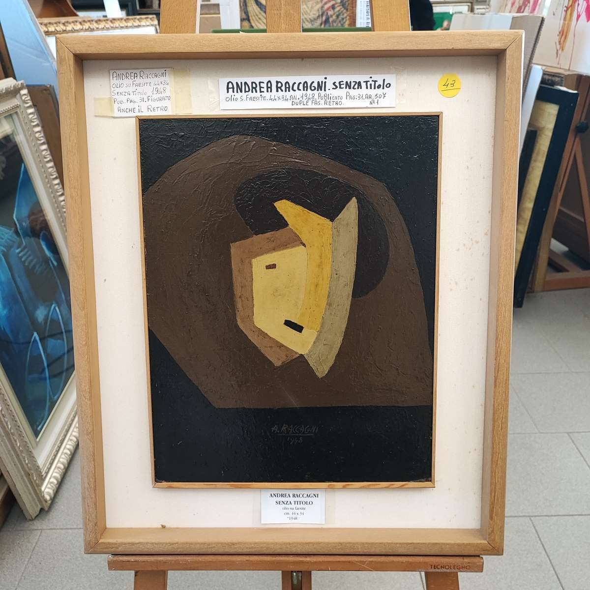 Andrea Raccagni Oil On Canvas 44 X 34 Cm From 1948