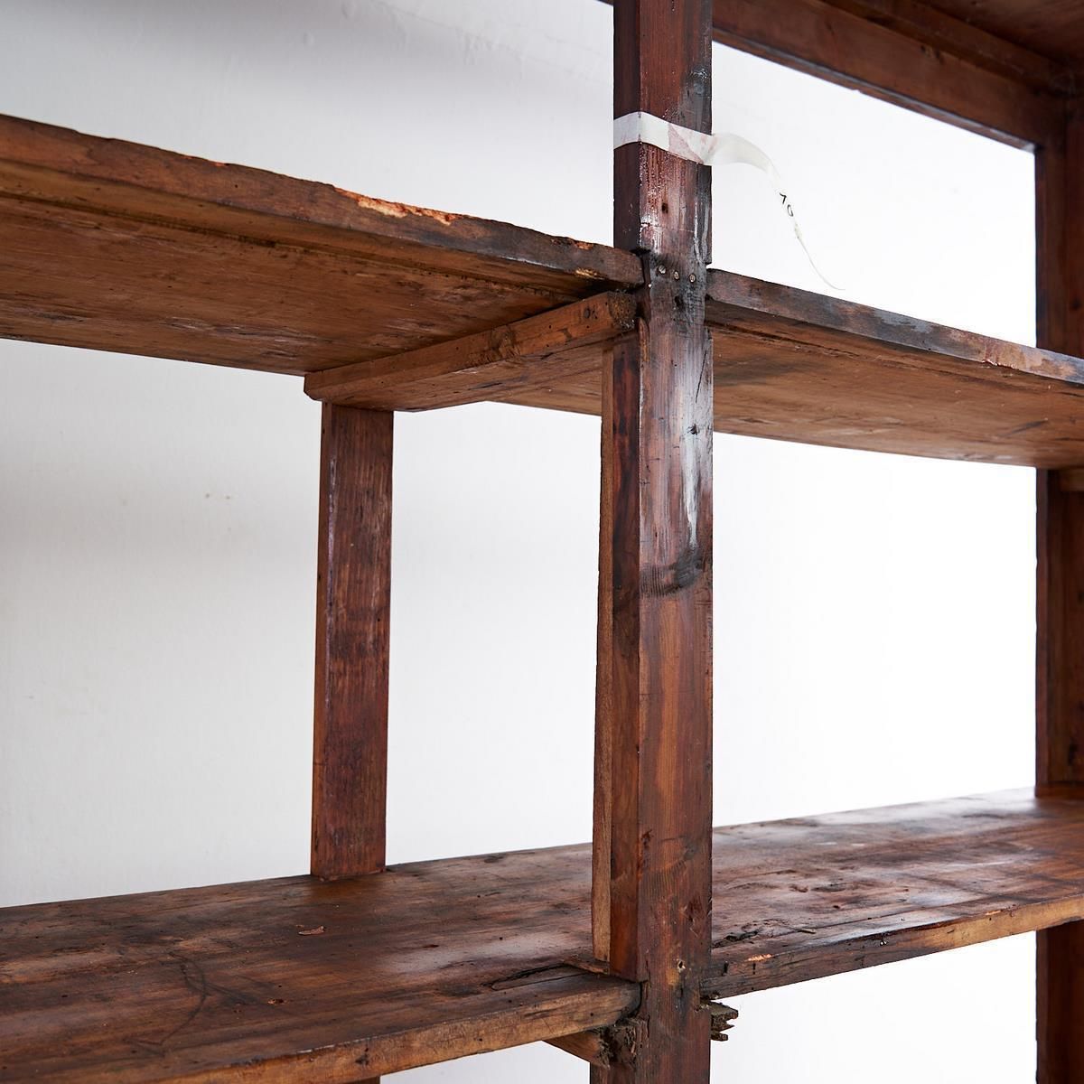 photo vinterior Open Bookcase In Soft Wood, Original Patina