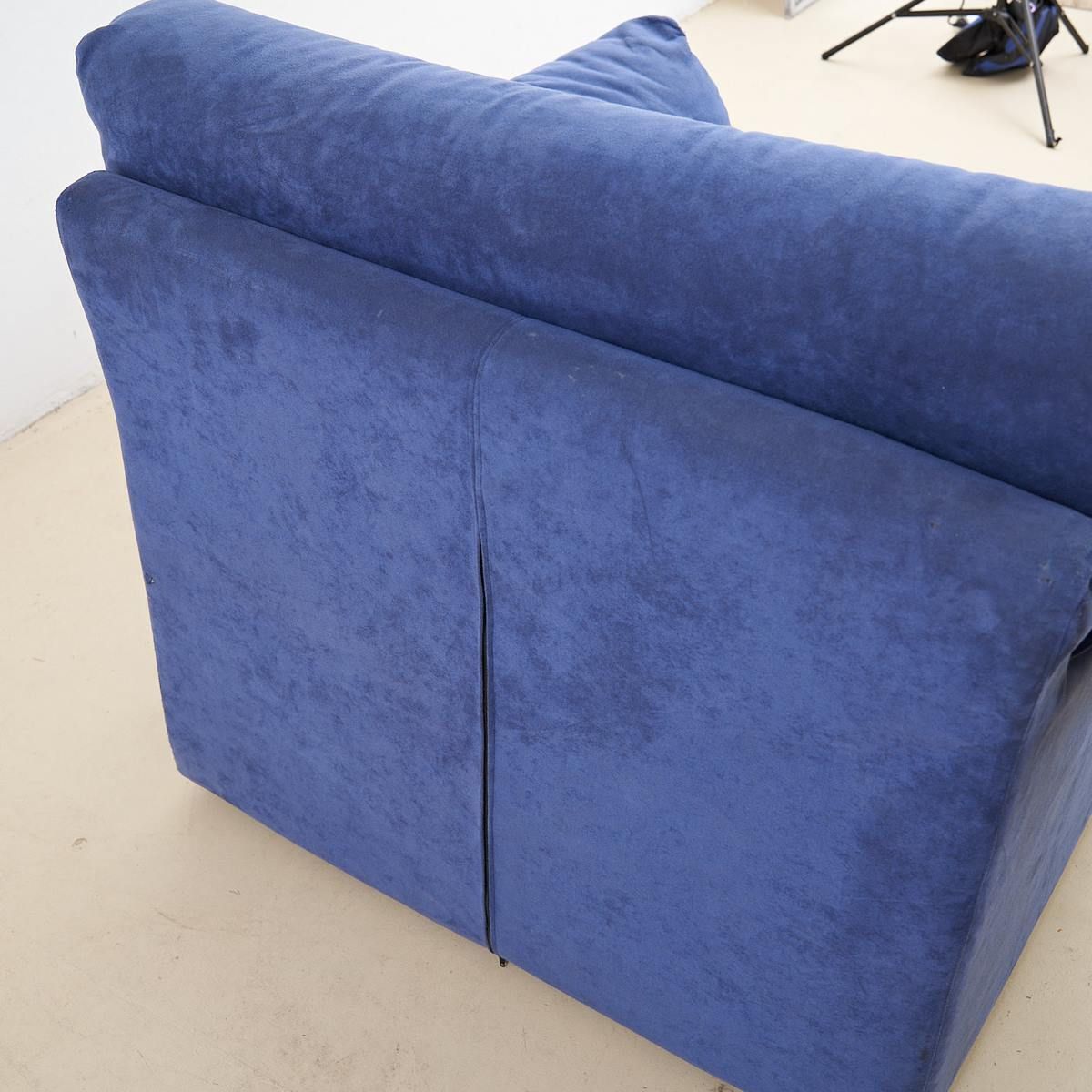Vintage Blue Velvet Armchair 70s photo Furniture