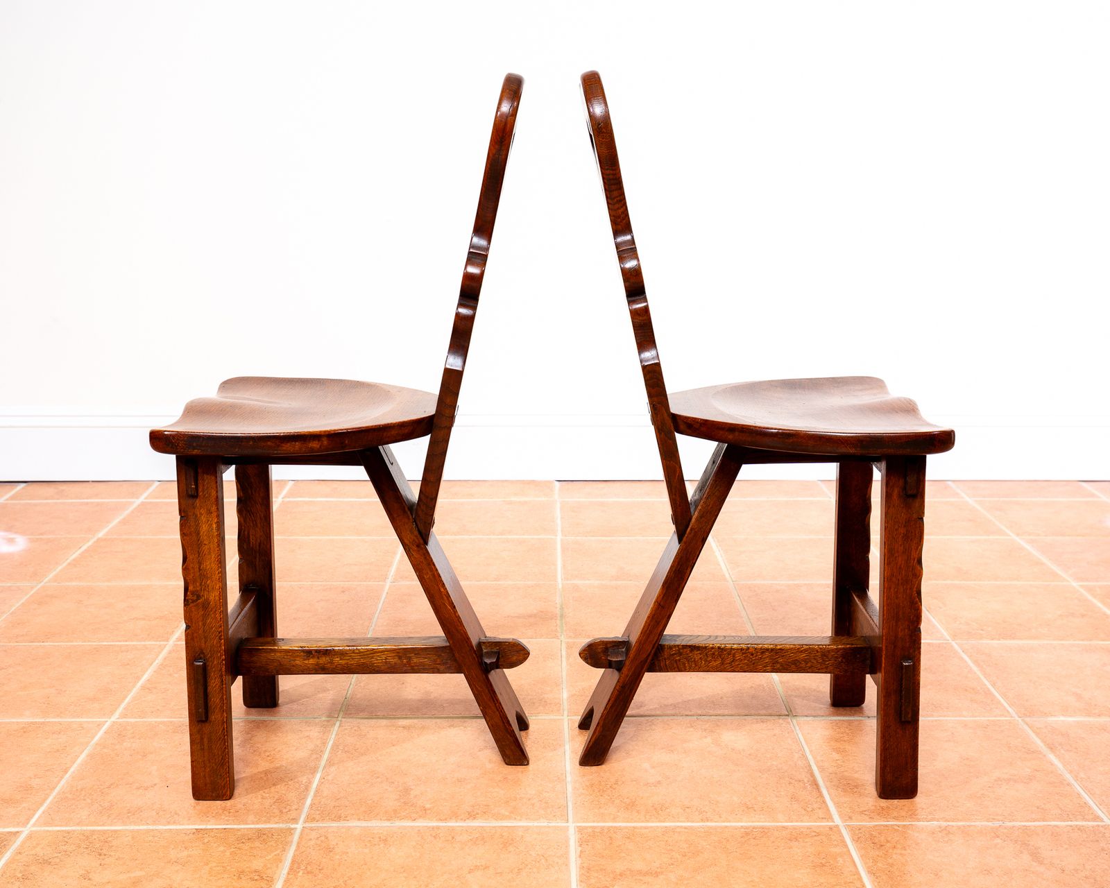 photo for sale Vintage Arts & Crafts Chairs Pair Hall Side Dining Chairs By Rupert Griffiths Rusti.C Cotswold School Traditiona.L Mission Craftsman Mid Century Mcm