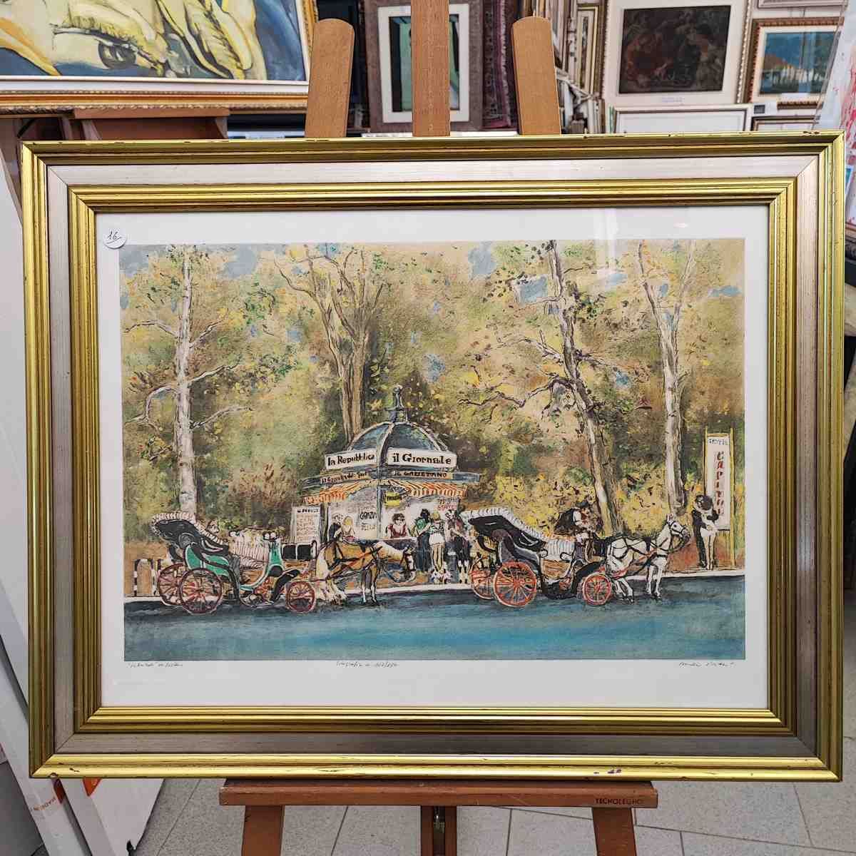 Atos Faccincani, Carriage Newsstand, 70 X 50 Cm