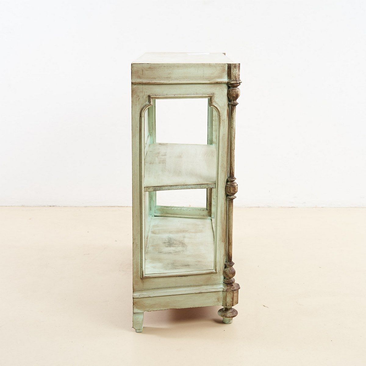 Mint Green Bookcase Sideboard With Dark Brown Shades photo vinterior