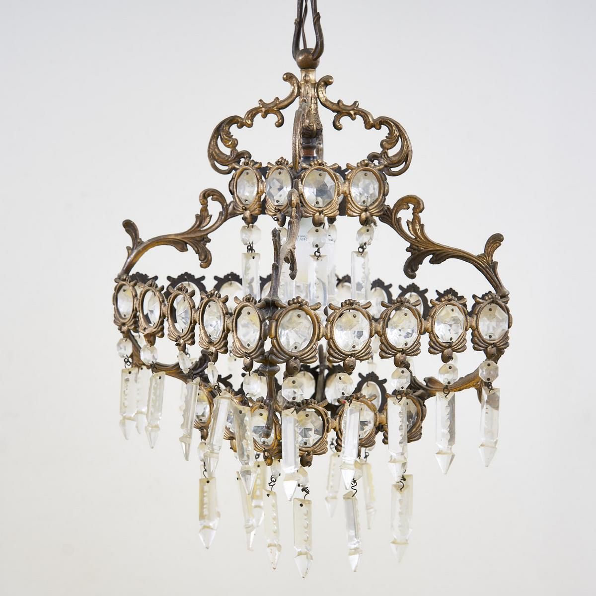 1930s Metal And Glass Chandelier photo furniture