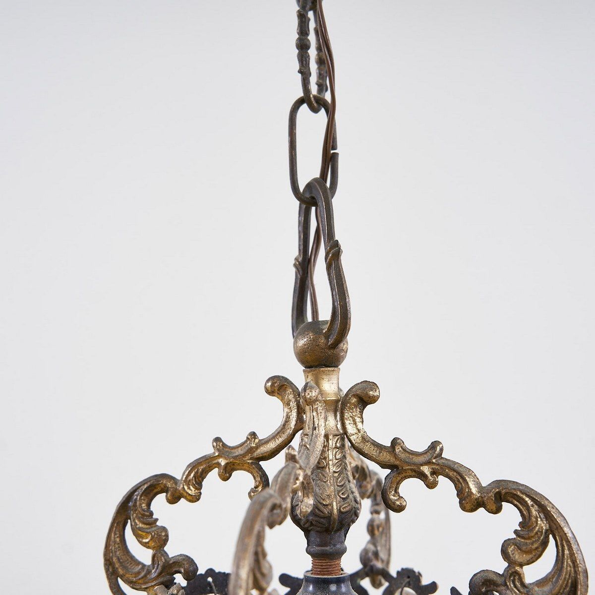 1930s Metal And Glass Chandelier photo Lighting