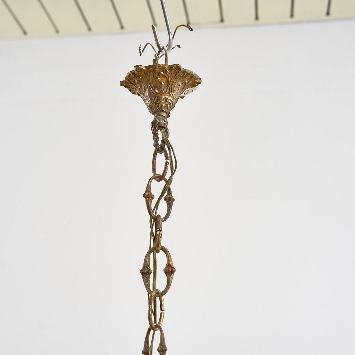 1940s Metal Chandelier With Glass Drops photo 288.0