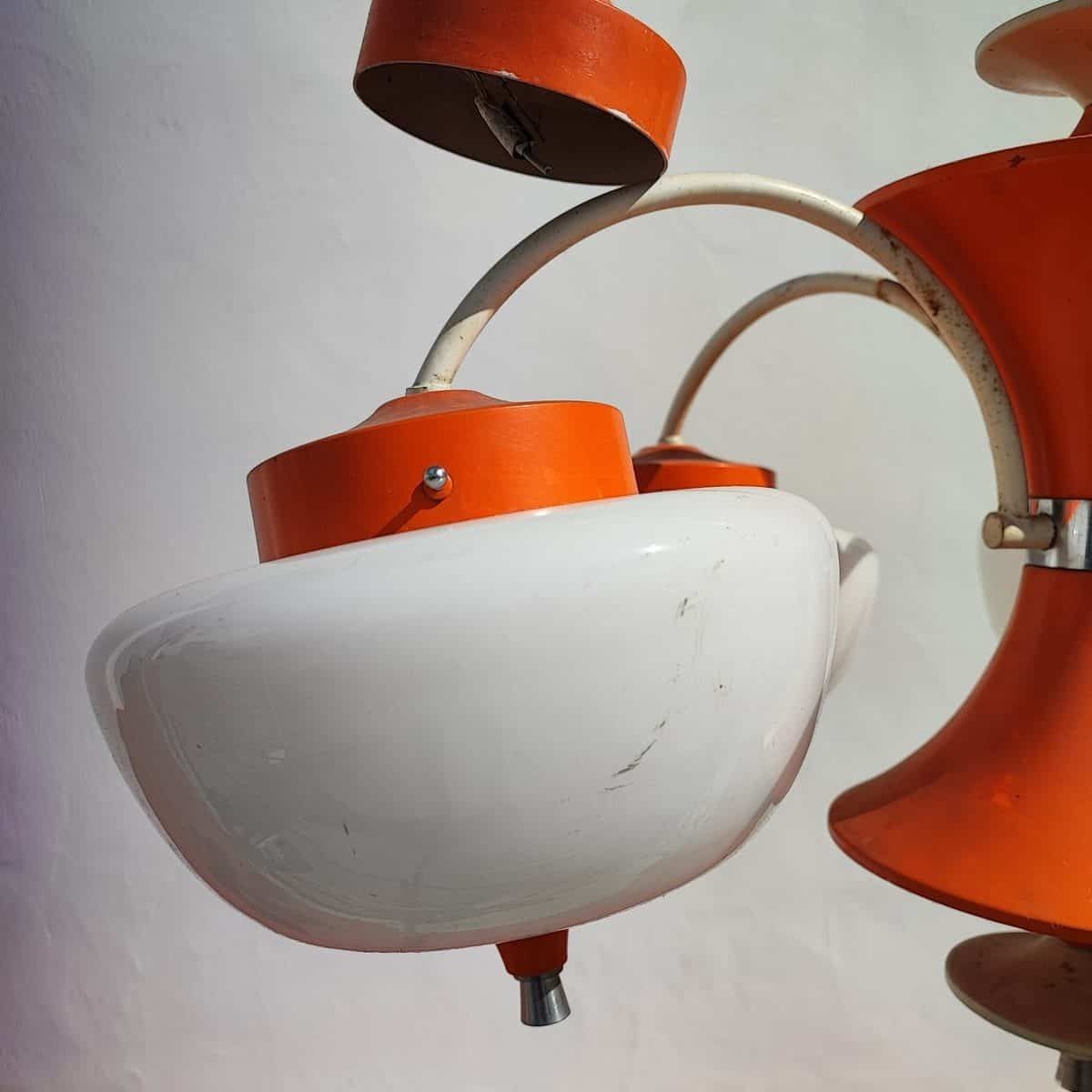 Beautiful 60s Opaline Glass Chandelier In Space Age Style photo for sale