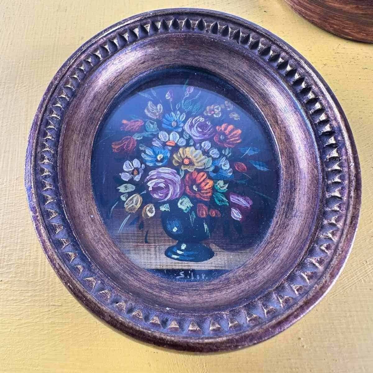 Pair Of Small Hand Painted Vintage Paintings photo furniture